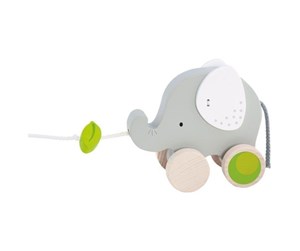 Babyleker - Goki Wooden Pull Animal Elephant with Leaf - 54866