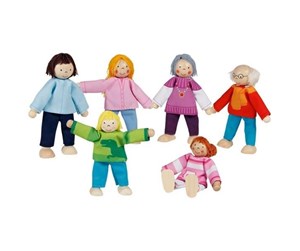 Dukker, Bamser & Utstyr - Goki Wooden Dollhouse Dolls Flexible Modern Family 6pcs. - 51496