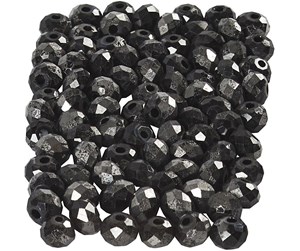 Kreative leker - Creativ Company Faceted Beads Metallic Black 100pcs. - 61680