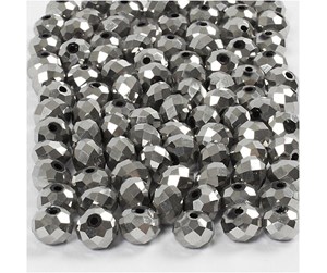 Kreative leker - Creativ Company Faceted Beads Metallic Gray 100pcs. - 61684