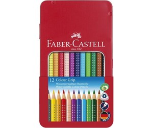 Skrive- & Tegneverktøy - Faber Castell Color GRIP colored pencil tin box with 12 pcs - 112413