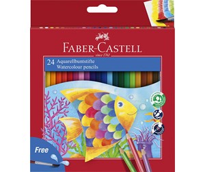 Kreative leker - Faber Castell Watercolour pencil + brush box (24 pcs) - 114425