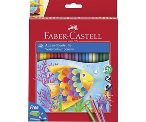 Skrive- & Tegneverktøy - Faber Castell Watercolour pencil + brush box (48 pcs) - 114448