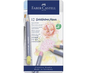 Skrive- & Tegneverktøy - Faber Castell Gofa Aqua metal box of 12 pastel colours - 114622