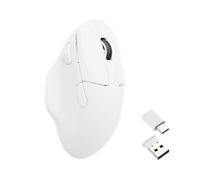 Mus - Keychron M7 1K Hz Light 63g Ergonomic White - Gaming mus - Optisk - 6 - Hvit - M7-A3