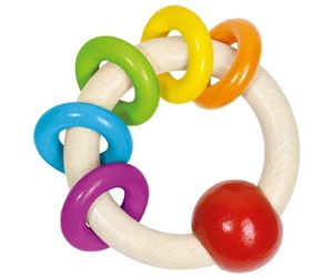 Babyleker - Goki Wooden Gripping Ring with 5 Rainbow Rings - 65323