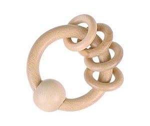 Babyleker - Goki Wooden Gripping Ring with 4 Rings - 65322