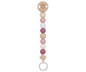 Babyleker - Goki Wooden Pacifier Chain Heart Pink - 65240