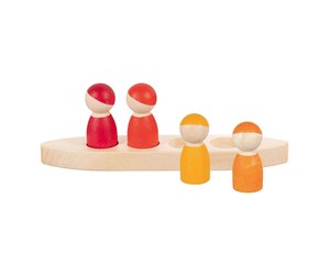 Treleker - Goki Wooden Toy Figures in a Boat 5 pcs. - 58469