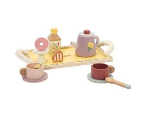 Lekekjøkken & Utstyr - Classic World Wooden Tea Set Grace with Tray 14 pcs. - 50577