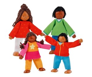 Dukker, Bamser & Utstyr - Goki Wooden Dollhouse Dolls Flexible Modern Family 4pcs. - 51495