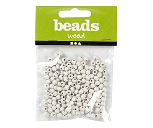 Kreative leker - Creativ Company Wooden Beads White 150pcs. - 570392