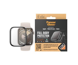 Smartklokke - Tilbehør - PanzerGlass Screen Protector Full Body Apple Watch Series 9 with D3O | 45mm | Black - PANZER3690