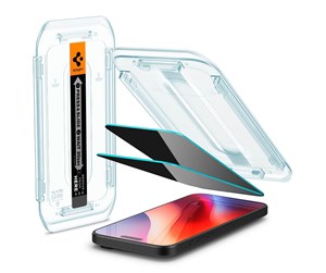 Mobil - Beskyttelsesglass - Spigen Glass tR EZ Fit (Privacy) 2 Pack - Transparency - iPhone 16 Pro - AGL07929