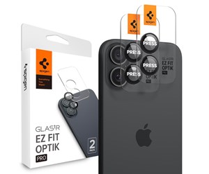 Mobil - Beskyttelsesglass - Spigen Glass tR EZ Fit Optik Pro 2 Pack - Black - iPhone 16/16 Plus - AGL07921