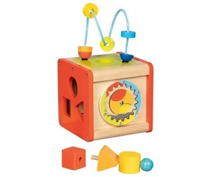 Babyleker - Goki Wooden Activity Cube Beatbox and Motor Skills Spiral - 59966