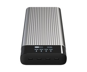 Nødlader - Hyper Juice HJ245B power bank - 4 x USB-C - 245 Watt Nødlader - Svart - 27000 mAh - HJ245B