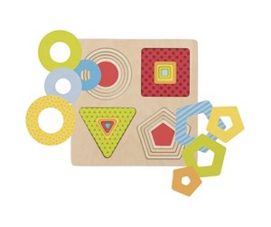 Puslespill - Goki Wooden Layer Puzzle Geometric Shapes 16 pcs. Tre - 57705