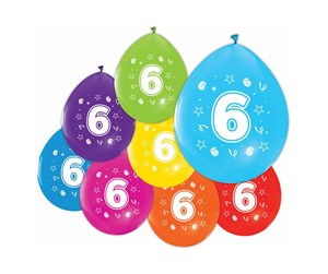 Leketøy - Globos Balloons 2-sided Printed Number 6 8 pcs. - 512006