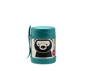 Barnerom - 3 Sprouts - Stainless Steel Food Jar and Spork - Teal Bear - IFJBEA