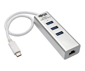 USB-hub - Eaton series 3-Port USB 3.1 Gen 1 USB-C Portable Hub/Adapter 3 USB-A Ports and Gigabit Ethernet Port Thunderbolt 3 Compatible USB-hub - 3 porter - Sølv - U460-003-3A1G