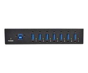 USB-hub - Eaton series 7-Port USB 3.0 Hub SuperSpeed with Dedicated 2A USB Charging iPad Tablet Metal USB-hub - 7 porter - Svart - U360-007-IND