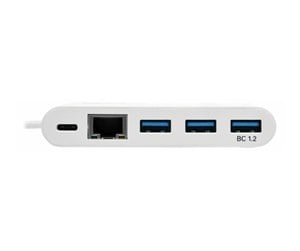 USB-hub - Eaton series 3-Port USB-C hub w/ Gigabit ethernet GbE USB-C Charging USB Type C USB 3.1 Hub USB-hub - 3 porter - Hvit - U460-003-3AG-C