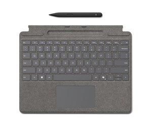 Tastatur - Microsoft Surface Pro Keyboard for Business - keyboard - with pen storage - with touchpad accelerometer - QWERTY - Italian - platinum - with Slim Pen Input Device - Tastatur - Italiensk - Grå - 8X8-00173