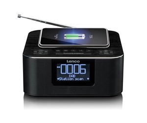 DAB, nettverks- og klokkeradio - Lenco CR-650BK - DAB+/ FM Clock Radio with Bluetooth® and wireless charging black - DAB/DAB+/FM - Stereo - Svart - CR-650BK