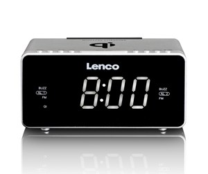 DAB, nettverks- og klokkeradio - Lenco CR-550SI - Stereo FM Clock Radio with USB and Qi Wireless Smartphone charging - Silver - FM - Stereo - Hvit - CR-550SI