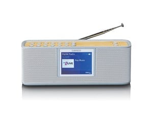 DAB, nettverks- og klokkeradio - Lenco PDR-046GY - DAB+ radio met Bluetooth® 5.0 white/bamboo - DAB/DAB+/FM - Stereo - Hvit - PDR-046GY