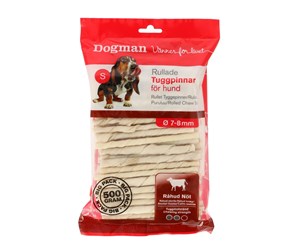 Hund - Dogman Rullede tyggepinner Storfe råhud 500g (100-Pack) - 305498