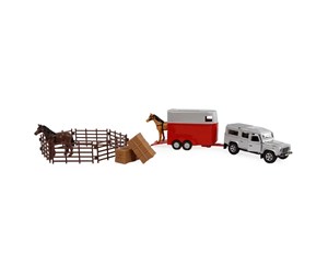 Leketøysbil - Kids Globe Land Rover with Horse Trailer - 520213