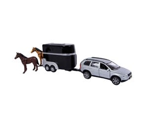 Leketøysbil - Kids Globe Die-cast Volvo XC90 with Horse Trailer. 27cm - 521631