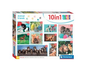 Puslespill - Clementoni Jigsaw Puzzle Super Color 10in1 Animal Friends Gulv - 20283