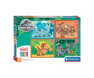 Puslespill - Clementoni Jigsaw Puzzle 4in1 Jurassic World Gulv - 21521