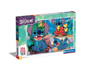 Puslespill - Clementoni Jigsaw Puzzle Super Color Maxi Disney Stitch 104pcs. Gulv - 23776