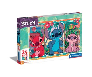 Puslespill - Clementoni Jigsaw Puzzle Super Color Maxi Disney Stitch 24 pcs. Gulv - 24029