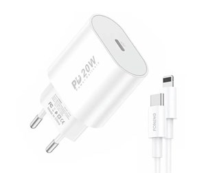 Mobil - Adaptere og ladere - Foneng Fast charger  1x USB EU39 + USB C to Lightning - EU39 Type-C to iPhon