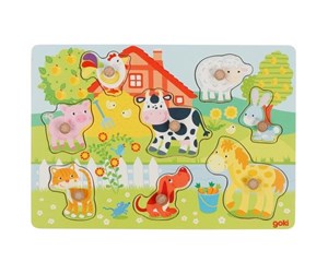 Puslespill - Goki - Farm animals lift-out puzzle - (57392) Tre - 57392