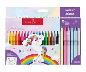 Skrive- & Tegneverktøy - Faber Castell Faber-Castell - Felt-tip pen unicorn 18+6 + stickers (554221) - 554221