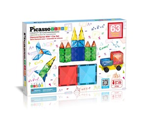 Byggesett - PicassoTiles Diamond Series Magnetic Tiles set 63pcs building set - PT63