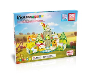 Byggesett - PicassoTiles Farm 26pcs magnetic set with 8 figures - PTQ27