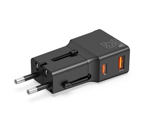 Mobil - Adaptere og ladere - Mobile Origin Travel adapter 25W EU/US/UK/AU black - TAD25-2P-BLK