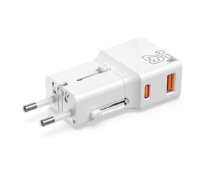 Mobil - Adaptere og ladere - Mobile Origin Travel adapter 25W EU/US/UK/AU whi - TAD25-2P-WHT