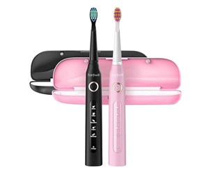 Elektrisk tannbørste - Fairywill Elektrisk tannbørste Sonic toothbrushes with head set and case FairyWill FW-507 (Black and pink) - FW-507 black&pink