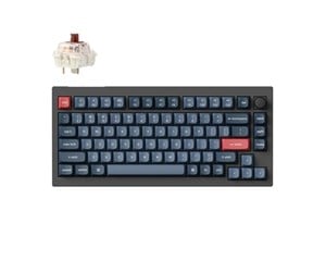 Tastatur - Keychron V1 MAX QMK/VIA Wireless RGB Hot Swap Jupiter Brown - Carbon Black - Tastatur - Nordisk - Svart - V1M-D3-BO