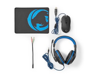 Mus - Nedis Gaming Combo Kit | 3-in-1 | Headset Mouse and Mouse Pad | Black / Blue - GCK31100BK