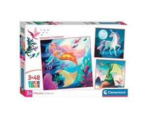 Puslespill - Clementoni Jigsaw Puzzle Super Color Square Fantasy 3x48pcs. Gulv - 25319