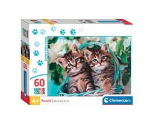 Puslespill - Clementoni Jigsaw Puzzle Super Color Lovely Kitty Twins 60 pcs. Gulv - 26599